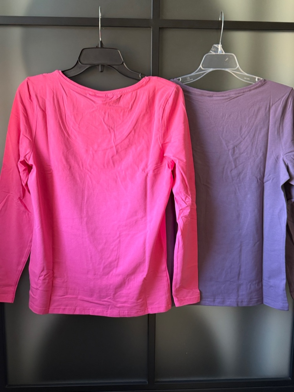NWT H&M X2 Pink & Mauve scoop NeckLong Sleeve Tees. - Picture 2 of 8